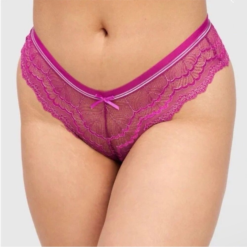 Frederick's of Hollywood Caroline Fuchsia Purple Lace Panties Sz 1X NEW